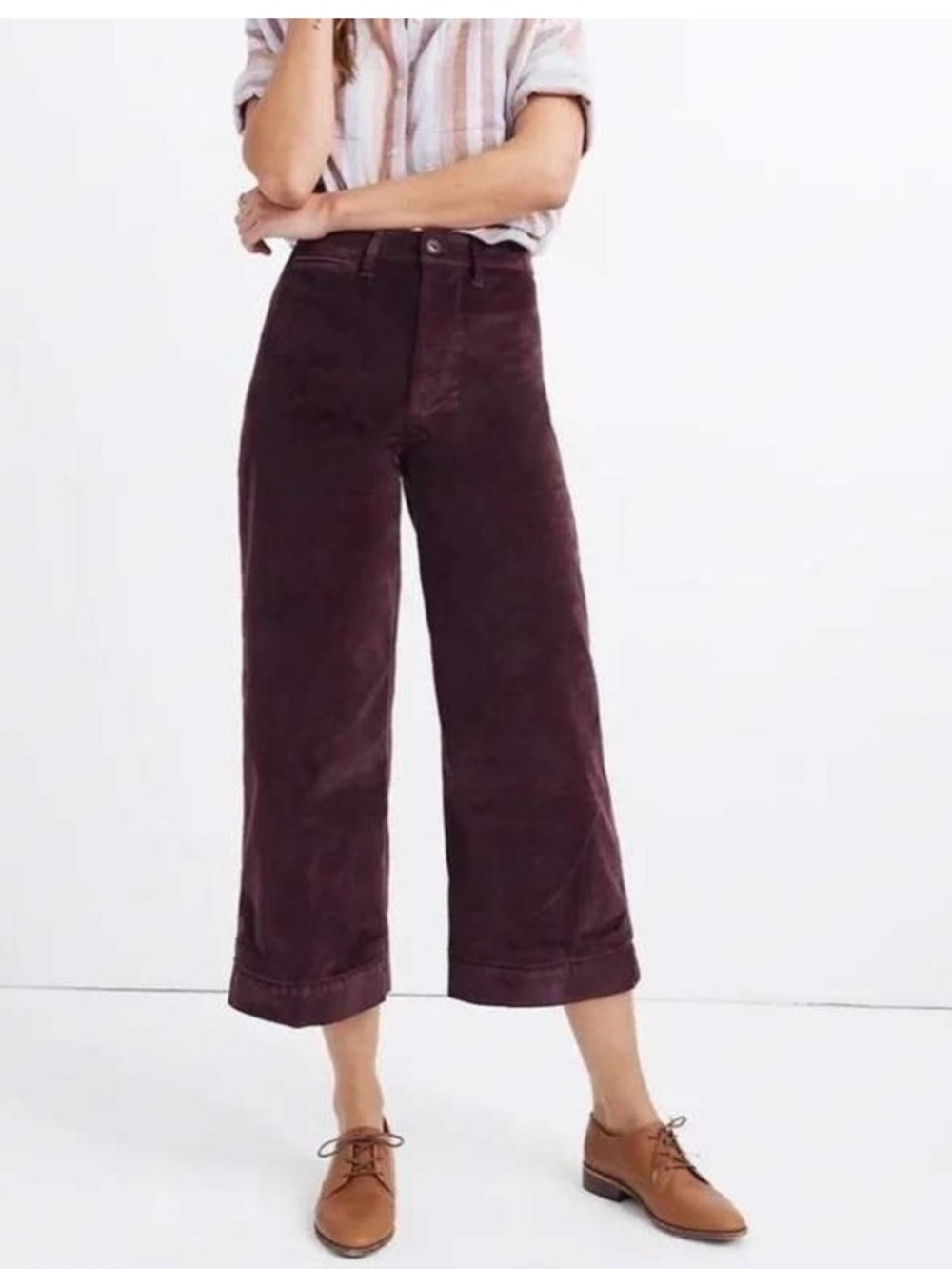 Madewell Emmett Wide-Leg Crop Velveteen Pants Size Women’s 27 ColorPlum